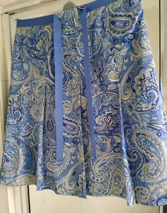 CASUAL CORNER LILAC PAISLEY SKIRT-SIZE 14-POLYESTER-LINED/RIBBON BELT/NO CREASE - Picture 1 of 24