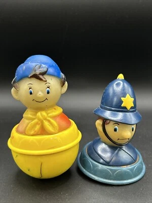 1980 Noddy & P C Plod Vintage Weeble Wobble 4” Enid Blyton Roy Poly coleccionable Foto 1 de 4