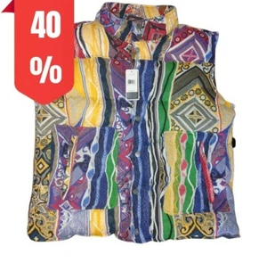 Mens COOGI Puffer vest 3XL bubble down Jacket Coat yellow blue Knit Sweater red - Picture 1 of 11