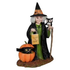 Bethany Lowe Designs Trick or Treat Callie Hexe schwarz Katze Kürbis Eule Dekor NEU - Bild 1 von 4