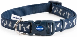 Hundehalsband - dunkelblau. Reflektierender Knochendruck. Klein (20cm - 30cm). - Bild 1 von 4