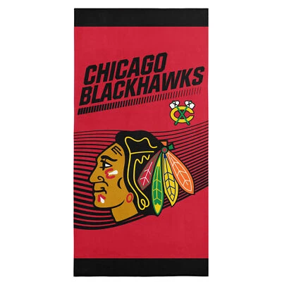 Toalha de praia Chicago Blackhawks 30 x 60 NHL oficialmente licenciada - Imagem 1 de 4