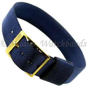 18mm Sport Strap Wrap Navy Thin Nylon Adjustable Buckle Replacement Watch Band