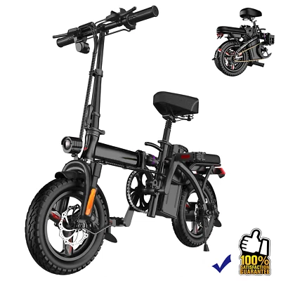 EBKAROCY 48V 400W 14" Stretch Tire Folding Electric Bicycle City EBike NEW - Image 1 of 4