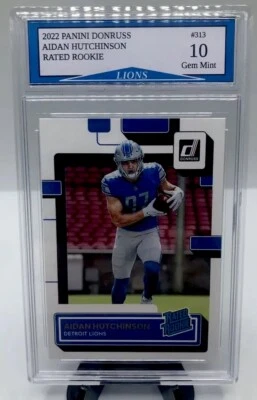 Tarjeta de novato Aidan Hutchinson 2022 Panini Donruss Detroit Lions clasificación gema como nueva 10 Foto 1 de 2