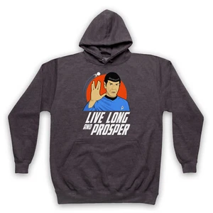 SPOCK LIVE LONG AND PROSPER STAR VULCAN SALUTE TREKKIE ADULTS HOODIE - Picture 1 of 11