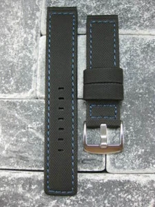 24mm PVC Rubber Band Black Diver Watch Strap Maratac Elite Blue for BREITLING - Picture 1 of 5