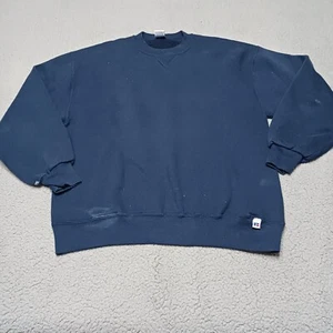 Vintage Russell Athletic Sweatshirt Adult Large Navy Blue 90s Crew Neck Sweater - Picture 1 of 13