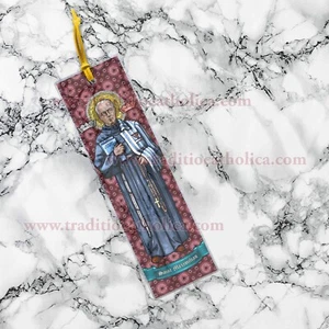 Marcador bíblico laminado transparente de San Maximiliano Kolbe. - Imagen 1 de 4