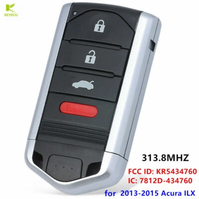 Replacement 4Button Smart Remote Key for 2013-2015 Acura ILX FCC ID: KR5434760 - Imagem 1 de 4