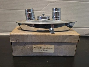 NOS Old Nautical Condiment Cruet Set W. London Coat Of Arms W/Original Box - Picture 1 of 10