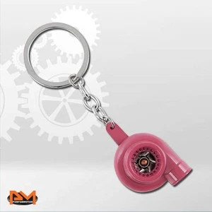 SPINNING TURBO CHARGER COMPRESSOR STYLE CAR KEYCHAIN ALLOY KEYRING KEYFOB PINK - Picture 1 of 3