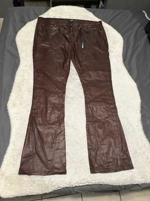 Nuevo Moda Nova Hombres Marrón Chocolate Carpintero Imitación Cuero Pantalones Rectos 42  Foto 1 de 4