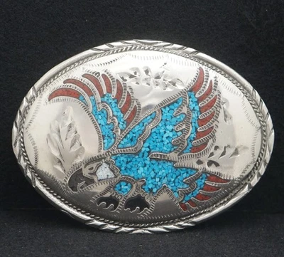 WA21167 HEBILLA DE CINTURÓN VINTAGE AÑOS 70 **EAGLE FLY** ESTILO WESTERN ILUSTRACIONES Foto 1 de 2