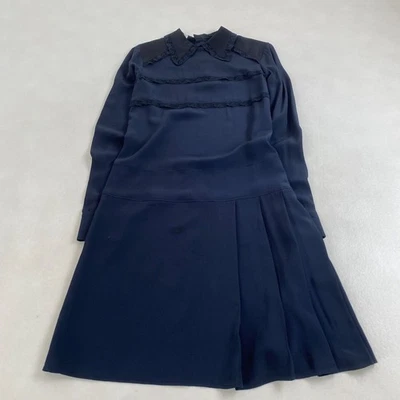 Vestido Miu Miu Cuello Encaje Plisado Negro Talla 36 S-M Equivalente W4576 Foto 1 de 4