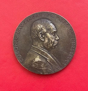Schöne versilberte Bronzemedaille Oberst Laussedat, Institutsmitglied. O.Roty - Bild 1 von 3