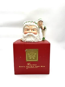 Vintage Lenox Holiday Santa And Elf Toby Weihnachtstasse handbemalt - Bild 1 von 11