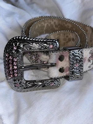 Auténtico Cinturón BB Simon Cuero Genuino con Cristal de Swarovski Rosa Talla 30 Foto 1 de 4