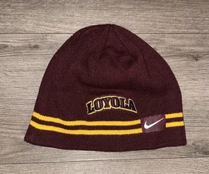 Nike NCAA Loyola University Embroidered Logo Striped Beanie Hat One Size Maroon - Picture 1 of 8