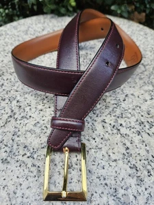 Brooks Brothers 346 Burgundy Leather Dress Belt Size : 34 MADE IN ITALY  - Picture 1 of 17