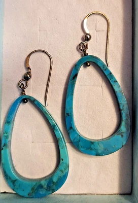 Mine Finds by Jay King 925 Silver Teardrop Shaped Turquoise Dangle/Drop Earrings - Image 1 of 4
