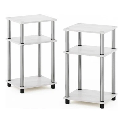 Furinno Just 3-Tier Turn-N-Tube End Table in 2-Pack in Stainless Steel Tubes - Image 1 of 4