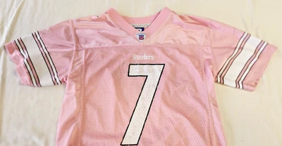 Camiseta deportiva juvenil Reebok Ben Roethlisberger #7 Pittsburgh Steelers rosa para niñas mediana Foto 1 de 4