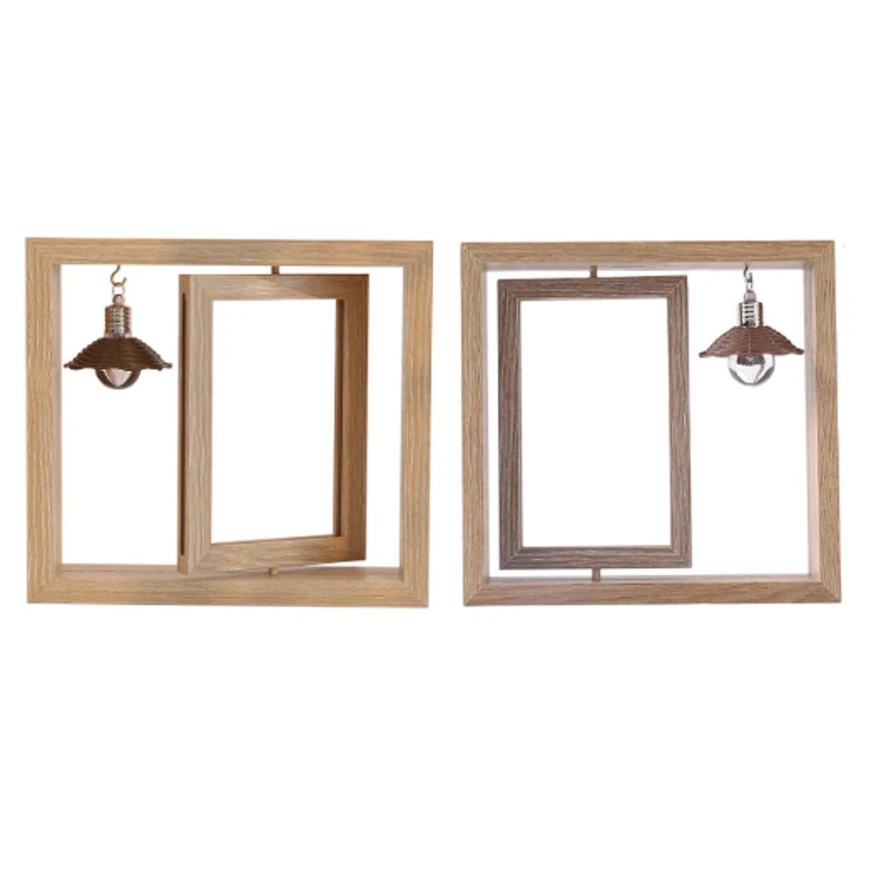 Rotating photo frame for home decor, party table decoration, rustic wooden - Image 1 of 1