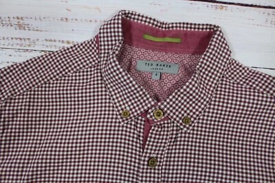 Ted Baker 4 L 16 33 Men’s Slim Fit Gingham Check Long Sleeve Button Down Shirt R - Image 1 of 4