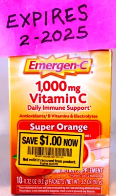 EMERGEN-C Vitamin C Supplement SUPER ORANGE 1000mg Fizzy Drink Mix 10ct - Image 1 of 2