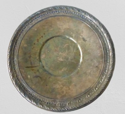 Wallace Tray Platter Silver Plated Banded Edge Rustic Decor Embellished Round - Image 1 of 3