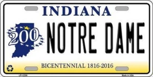 NOTRE DAME INDIANA STATE BACKGROUND METAL NOVELTY LICENSE PLATE TAG - Picture 1 of 1