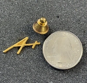 Gold Tone A + Plus Teacher ? Student ? Pin Pinback #48495 - Picture 1 of 2