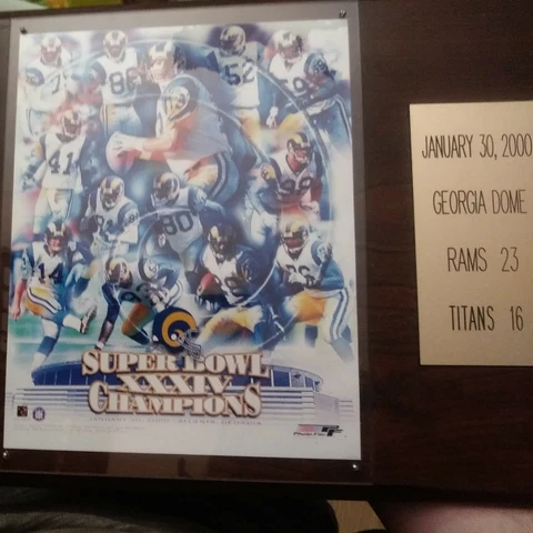 St. Louis Rams Superbowl 34 Championship Plaque Cover