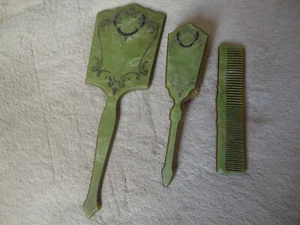 3 Stk. Waschtisch Vintage Zelluloid Bakelit perlgrün - Bild 1 von 4