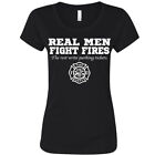 ?? Real Men Fight Fires Womens T shirt Funny US fire Fighter USFD fire dept gift