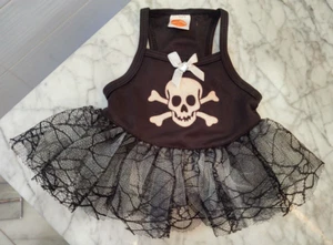 Simply Dog Skull And Crossbone Spider Web Dog Costume Tutu Heavy Metal Rock XXS - Picture 1 of 9