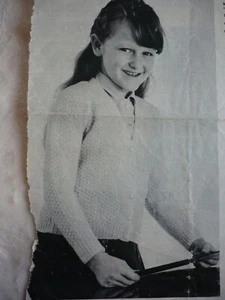 Knitting Vintage Pattern Child Cardigan cut from magazine pages 70-80th era - Picture 1 of 2