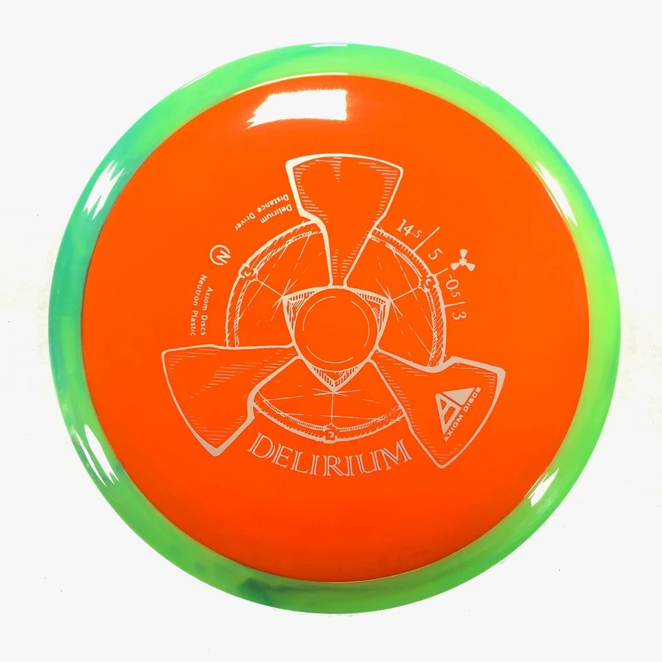 DISC GOLF AXIOM NEUTRON DELIRIUM DISTANCE DRIVER 175g ORANGE W/ GREEN RIM - Image 1 of 1