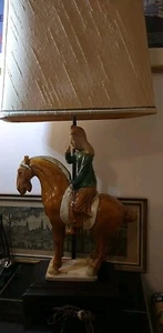 Lámpara grande de colección china Sancai de cerámica esmaltada caballo 30" de alto - Imagen 1 de 19