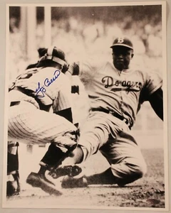 Yogi Berra signiert & Jackie Robinson "Stealing Home" 11x14 Foto 1955 WS Steiner - Bild 1 von 3