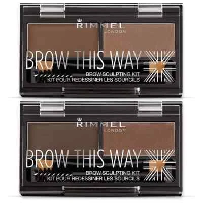 Rimmel Brow This Way Eyebrow Powder Sculpting Kit - DARK & MEDIUM BROWN *CHOOSE* - Image 1 of 3