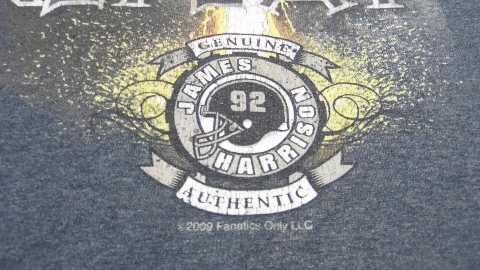 Steelers James Harris 92. Steelers, 2009, gris, camiseta mediana. Bonito, fútbol Foto 1 de 4