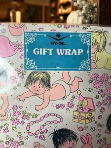 Envoltura de regalo para bebé vintage hy-sil paquete único 8,3 pies - Imagen 1 de 3