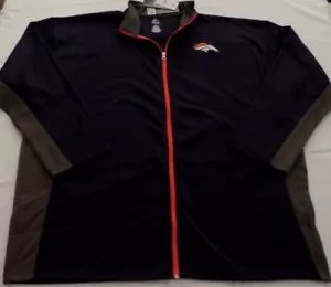 Dnver Broncos Trainingsjacke mit durchgehendem Reißverschluss 4XL marineblau mit grauem Besatz gesticktes Logo NFL - Bild 1 von 2