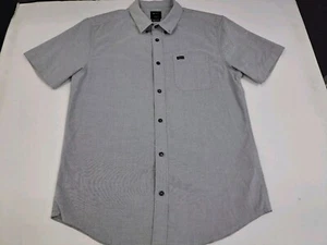 RVCA Mens Short Sleeve Button Up Slim Fit Shirt Grey Size Medium #6607 - Picture 1 of 7