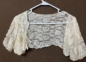 ¿Francés antiguo? Mantón/estola victoriano de seda blanca con red mangas hinchadas - Imagen 1 de 9