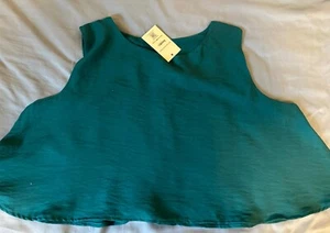 Made in Egypt Crop Top Womens Green Blouse Size L - Picture 1 of 2