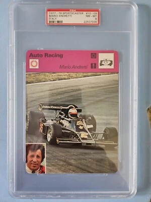 1977-79 SPORTSCASTER #10-09 MARIO ANDRETTI ITALY PSA 8 NM-MT, F 1, INDY, NASCAR! - Image 1 of 4