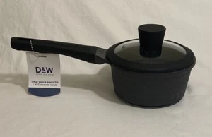 D&W Deane & White 1.4qt Saucepan Nonstick W/Lid 6.3in/Black NWT - Picture 1 of 7